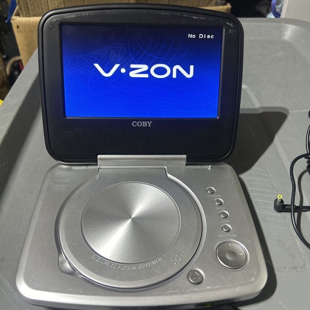 Coby TF-DVD7005 Portable DVD Player 7" LCD Screen Silver w/ Power Car Adapter